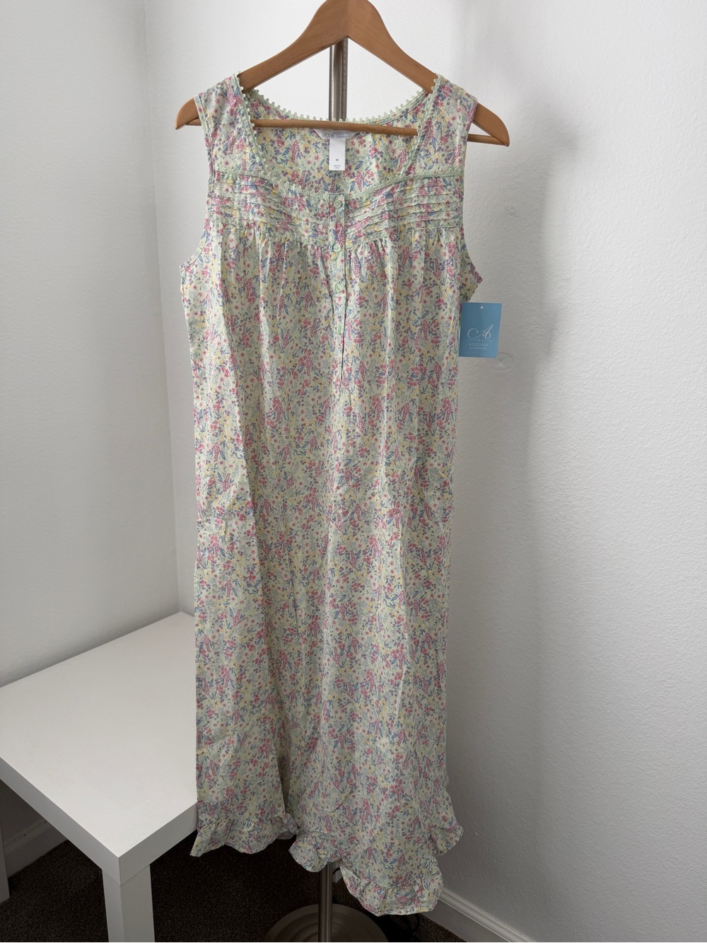 Aadonna Floral Sleeveless Nightgown in Mint and Pink